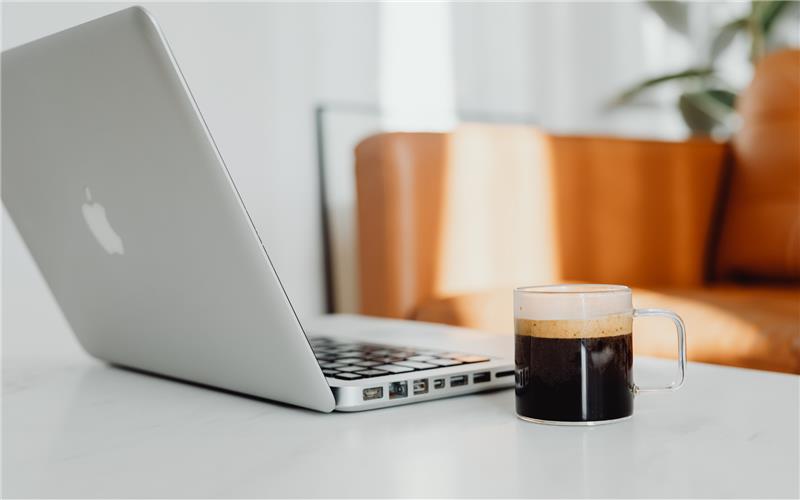 Laptop on a bright workspace