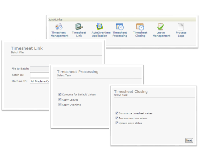 Timesheet processing interface