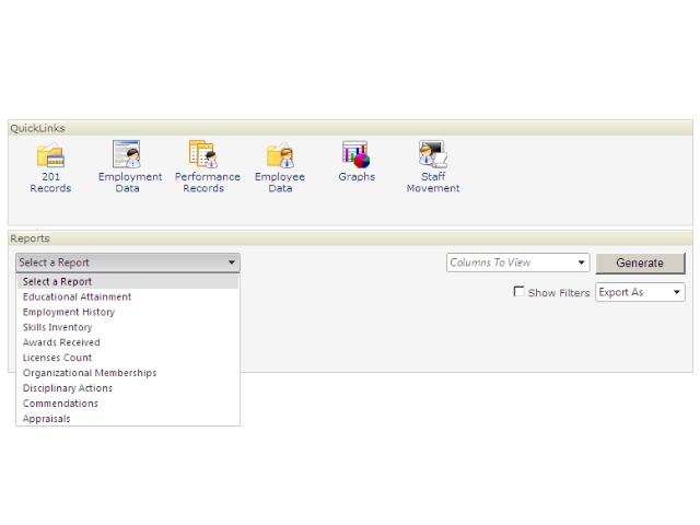 Employee reporting screen