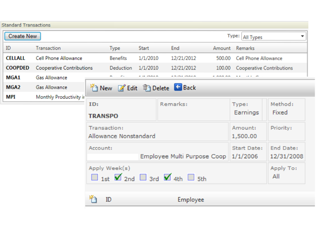 Compensation and benefits package screen
