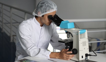 Scientist working with laboratory equipment